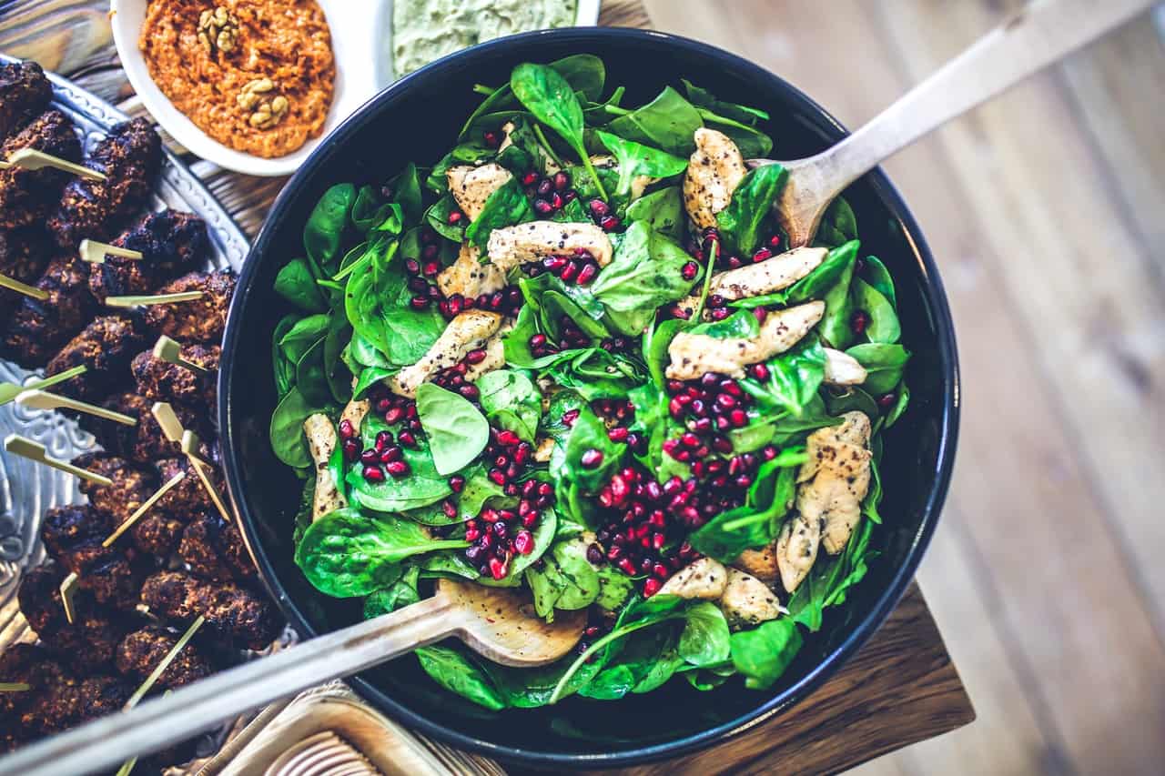 Chicken Spinach Salad with Pomegranate
